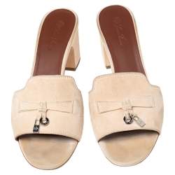 Loro Piana Summer Charms Slide Sandals – Beige Suede Edition