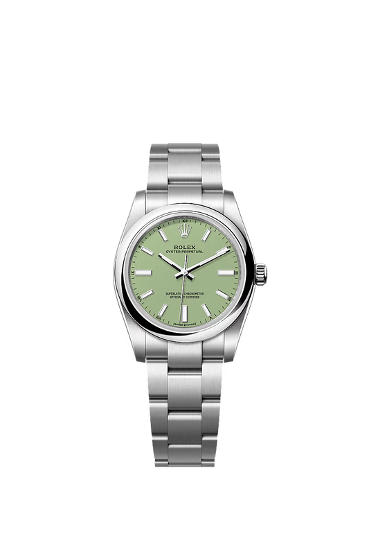 Women’s Rolex Oyster Perpetual 34 124200 – Pistachio Dial, Oystersteel