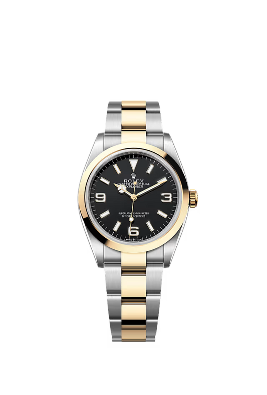 Men’s Rolex Explorer 36 124273 Black Dial Yellow Rolesor Oyster Automatic Watch
