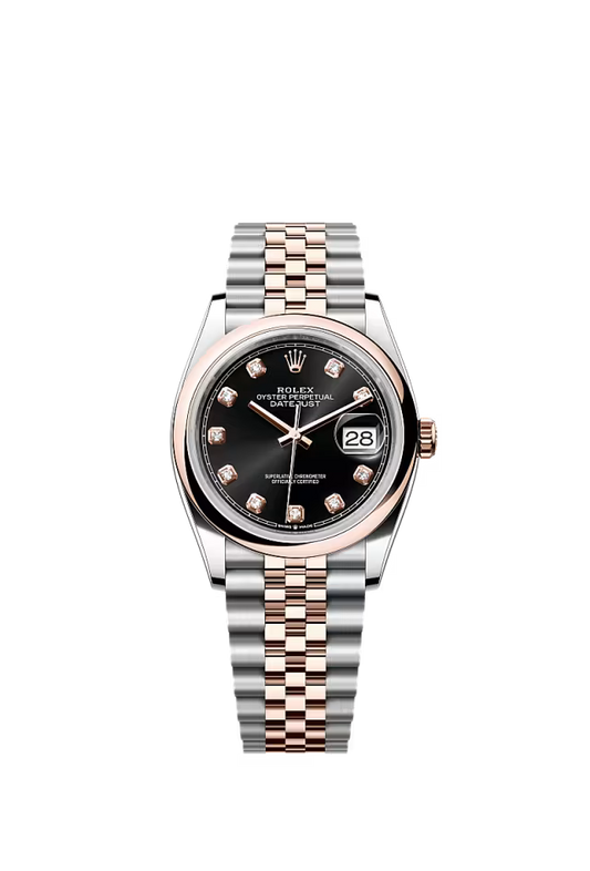 Men’s Rolex Datejust 36 126201 Automatic Watch – Bright Black Diamond Dial with Jubilee Bracelet