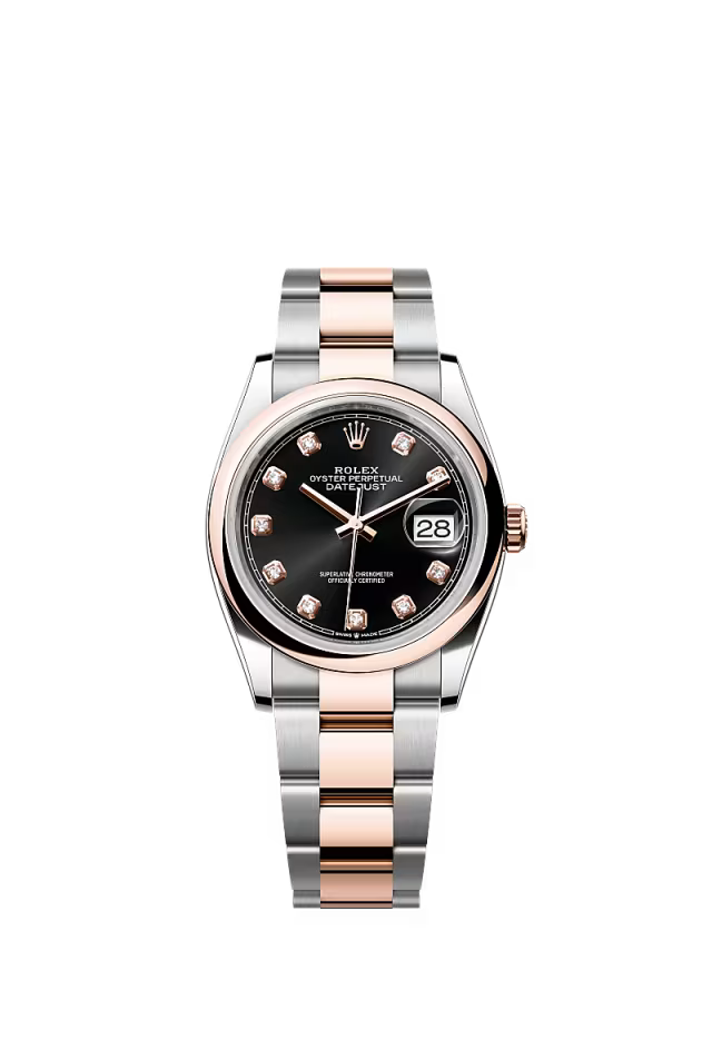 Men’s Rolex Datejust 36 126201 Automatic Watch – Bright Black Diamond-Set Dial