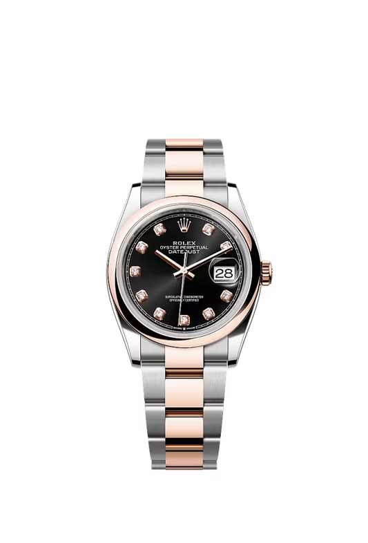 Men’s Rolex Datejust 36 126201 Automatic Watch – Bright Black Diamond-Set Dial