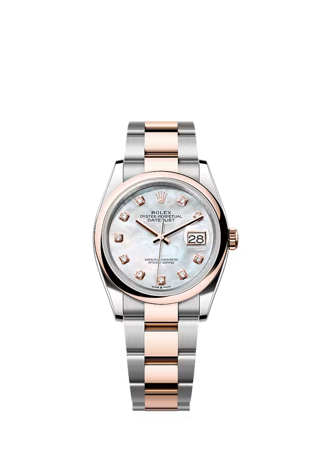 Men’s Rolex Datejust 36 126201 Automatic Watch – White Mother-of-Pearl Diamond-Set Dial