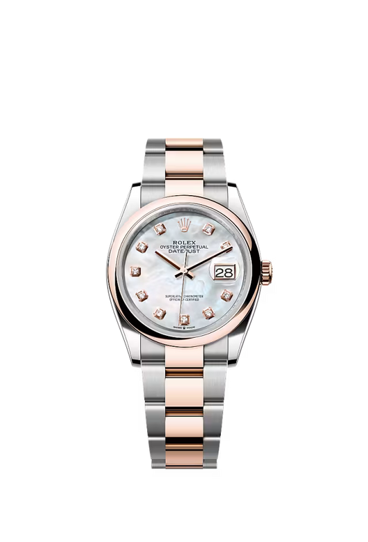 Men’s Rolex Datejust 36 126201 Automatic Watch – White Mother-of-Pearl Diamond-Set Dial