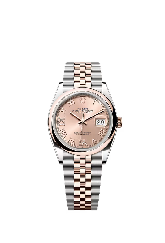 Men’s Rolex Datejust 36 126201 Automatic Watch – Rosé Dial with Diamonds & Jubilee Bracelet