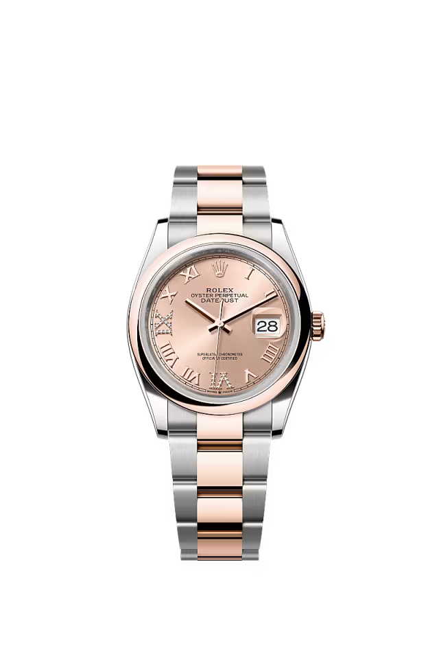Men’s Rolex Datejust 36 126201 Automatic Watch – Rosé-Colour Diamond-Set Dial