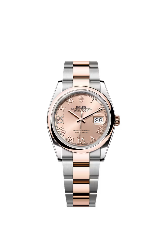 Men’s Rolex Datejust 36 126201 Automatic Watch – Rosé-Colour Diamond-Set Dial