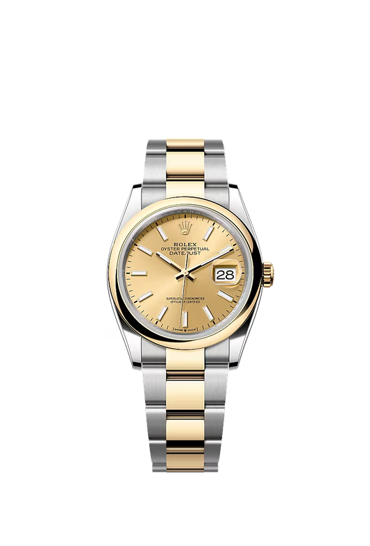 Men’s Rolex Datejust 36 Ref. 126203 – Yellow Rolesor, Champagne Dial, Oyster Bracelet