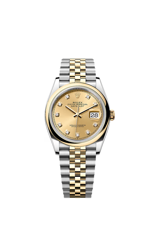 Men’s Rolex Datejust 36 Ref. 126203 – Yellow Rolesor, Champagne Diamond Dial, Jubilee Bracelet