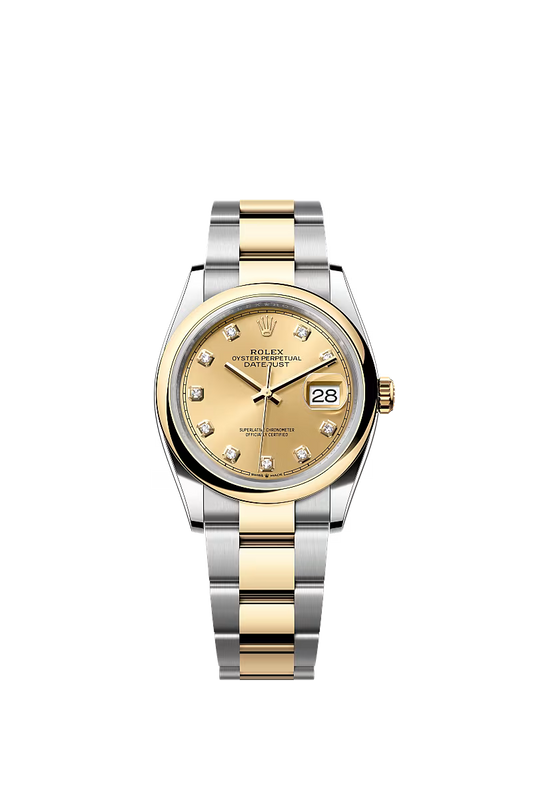 Men’s Rolex Datejust 36 Ref. 126203 – Yellow Rolesor, Champagne Diamond Dial, Oyster Bracelet