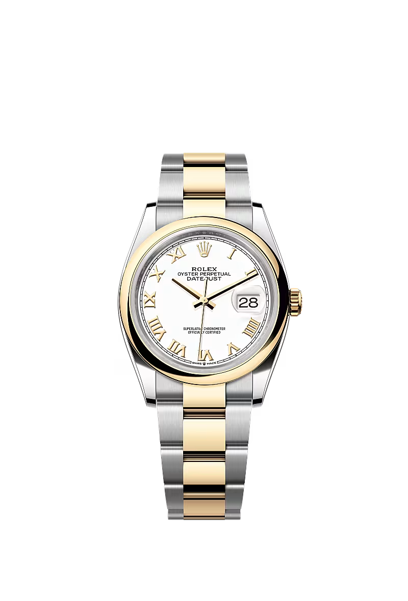Men’s Rolex Datejust 36 Ref. 126203 – Yellow Rolesor, White Dial, Oyster Bracelet
