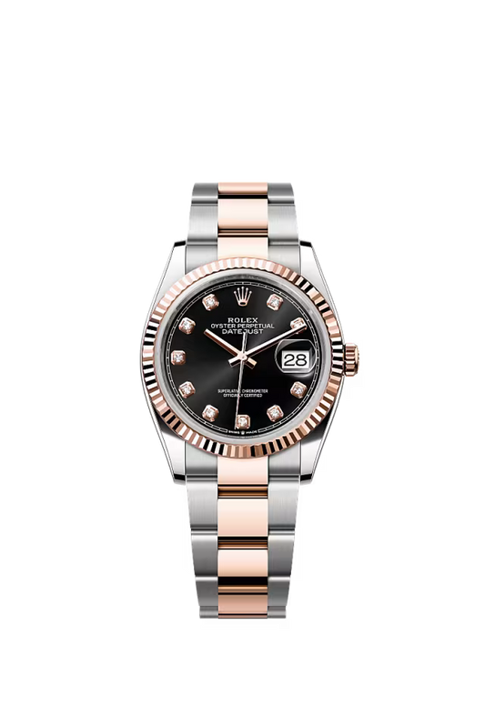 Rolex Datejust 36 126231 Men’s Watch – Oystersteel & Everose Gold, Black Diamond Dial, Fluted Bezel