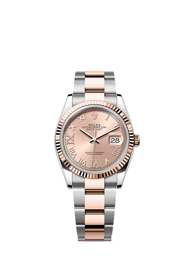 Men’s Rolex Datejust 36 126231 Automatic Watch – Rosé-Color Diamond Dial with Oyster Bracelet