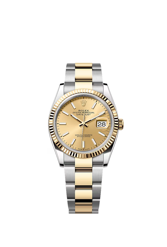 Men’s Rolex Datejust 36 Ref. 126233 – Yellow Rolesor, Champagne Dial, Oyster Bracelet