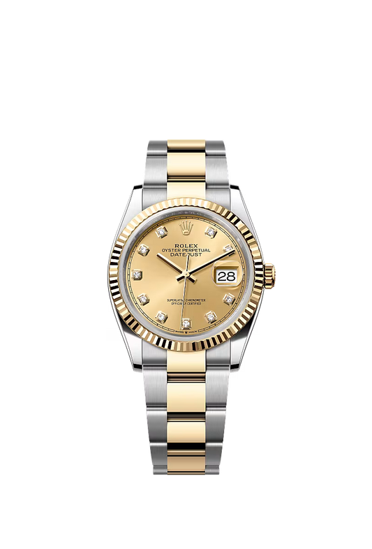 Men’s Rolex Datejust 36 Ref. 126233 – Yellow Rolesor, Champagne Diamond Dial, Oyster Bracelet
