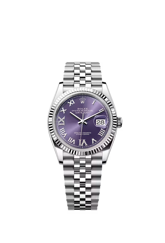 Men’s Rolex Datejust 36 126234 Oystersteel & White Gold Automatic Watch – Aubergine Diamond Dial