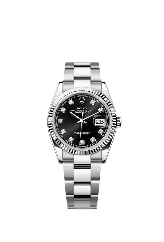 Men’s Datejust 36 Ref. 126234 Automatic Watch in Oystersteel & White Gold (Bright Black Diamond Dial)