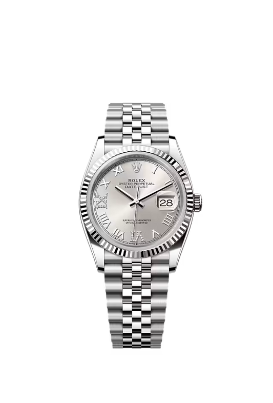 Men’s Rolex Datejust 36 126234 Oystersteel & White Gold Automatic Watch – Silver Diamond Dial