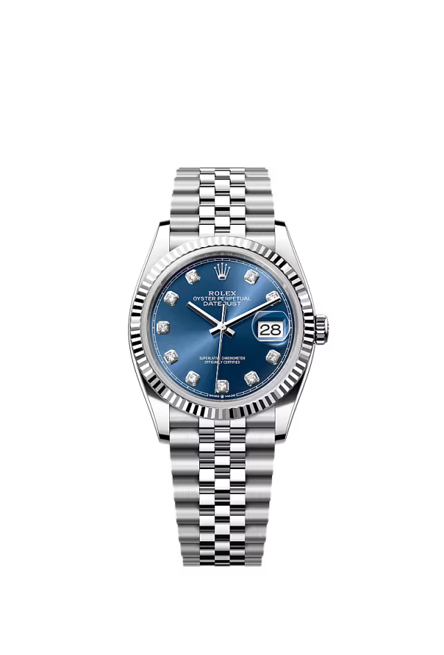 Men’s Rolex Datejust 36 126234 Oystersteel & White Gold Automatic Watch – Bright Blue Diamond Dial