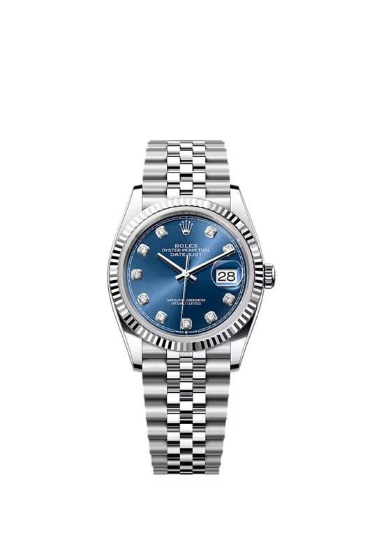 Men’s Rolex Datejust 36 126234 Oystersteel & White Gold Automatic Watch – Bright Blue Diamond Dial