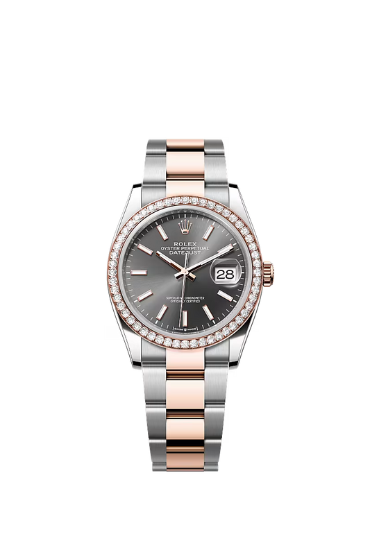 Women’s Rolex Datejust 36 126281RBR Automatic Watch – Slate Diamond Dial with Everose Rolesor Oyster Bracelet