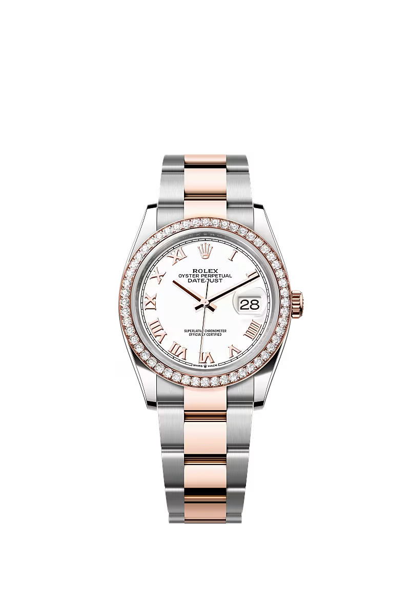 Women’s Rolex Datejust 36 126281RBR Automatic Watch – White Diamond Dial with Everose Rolesor Oyster Bracelet