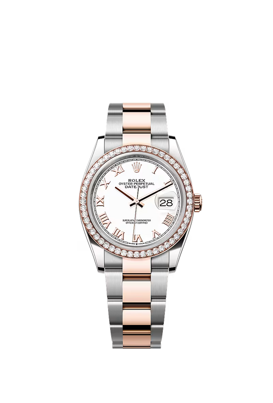 Women’s Rolex Datejust 36 126281RBR Automatic Watch – White Diamond Dial with Everose Rolesor Oyster Bracelet