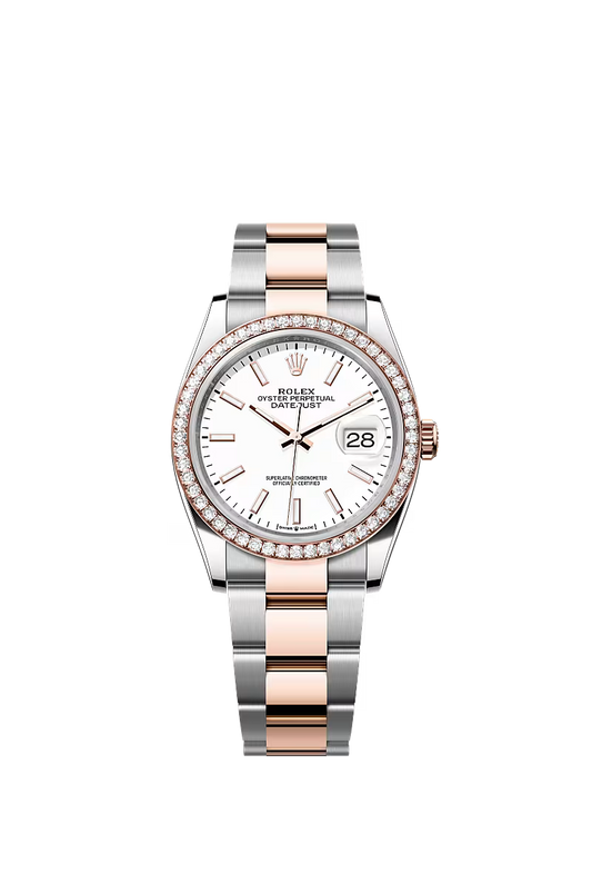 Women’s Rolex Datejust 36 126281RBR Automatic Watch – White Diamond Dial with Everose Rolesor Oyster Bracelet