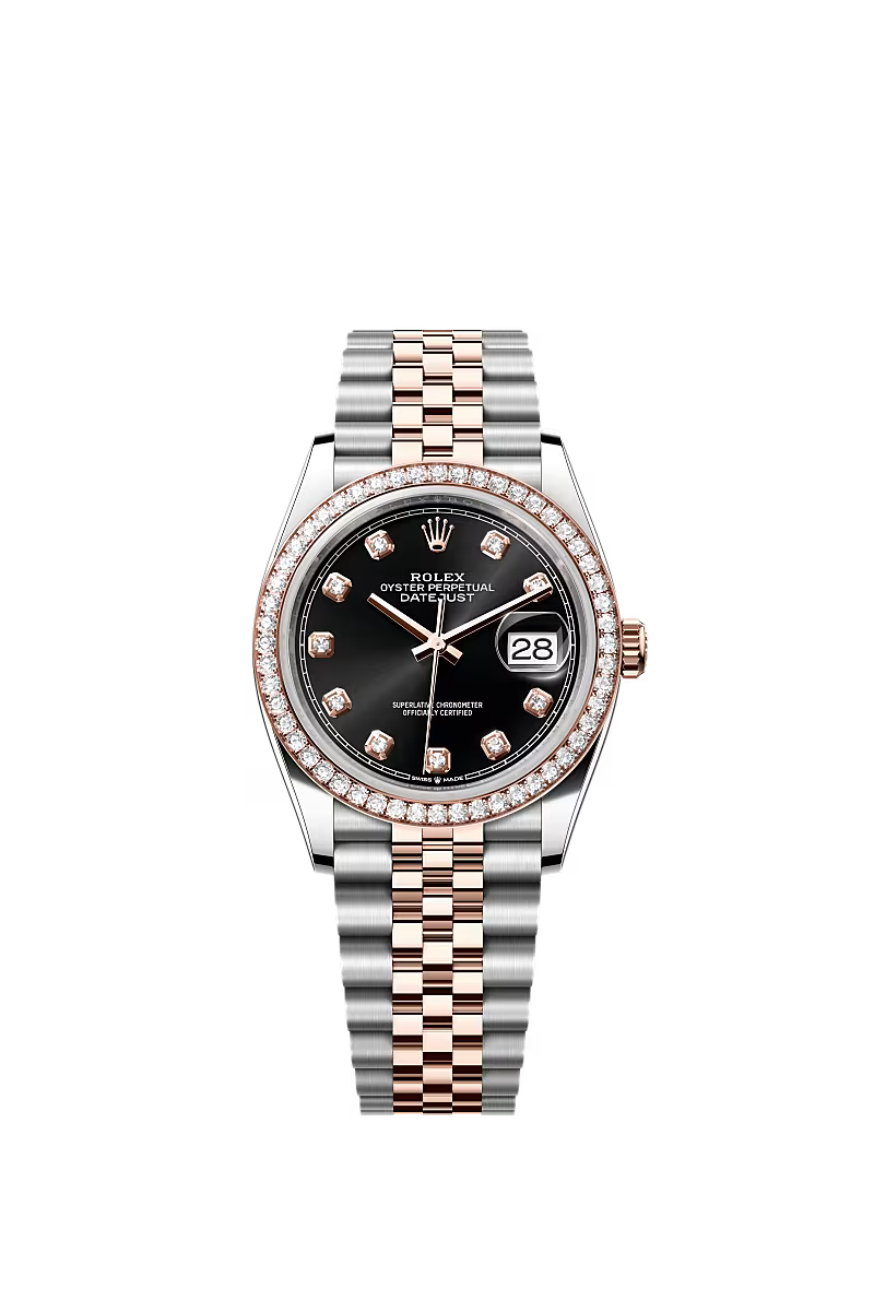 Men’s Rolex Datejust 36 126281RBR Automatic Watch with Bright Black Diamond Dial
