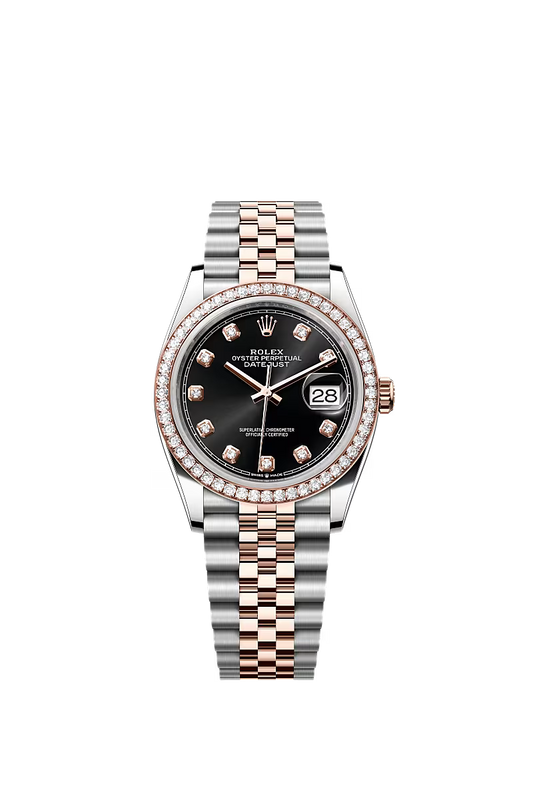 Men’s Rolex Datejust 36 126281RBR Automatic Watch with Bright Black Diamond Dial