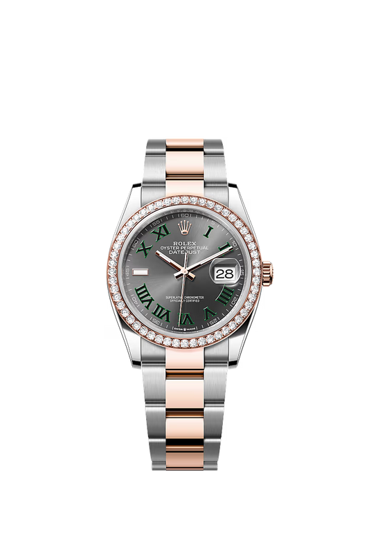 Women’s Rolex Datejust 36 126281RBR Automatic Watch – Slate Diamond Dial with Everose Rolesor Oyster Bracelet