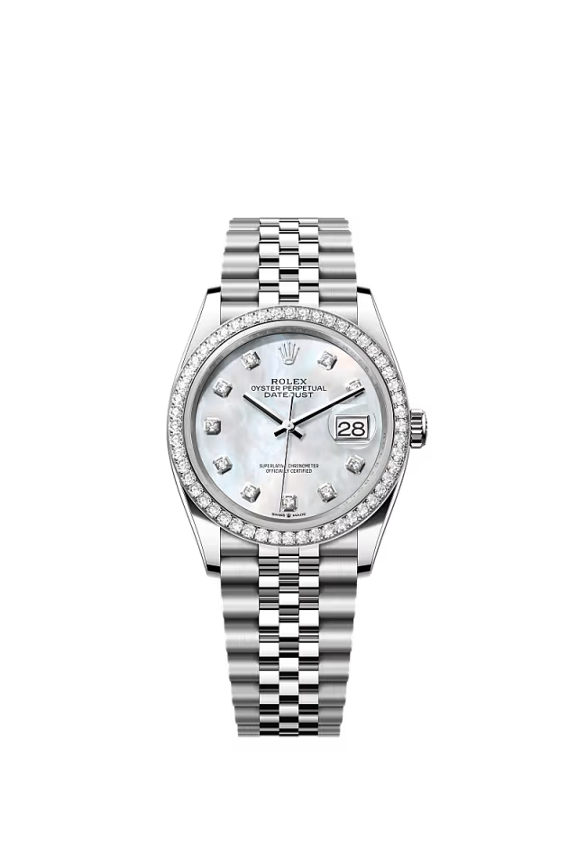 Men’s Rolex Datejust 36 126284RBR Oystersteel & White Gold Diamond Mother-of-Pearl Dial Watch