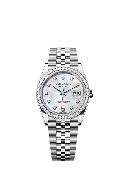 Men’s Rolex Datejust 36 126284RBR Oystersteel & White Gold Diamond Mother-of-Pearl Dial Watch