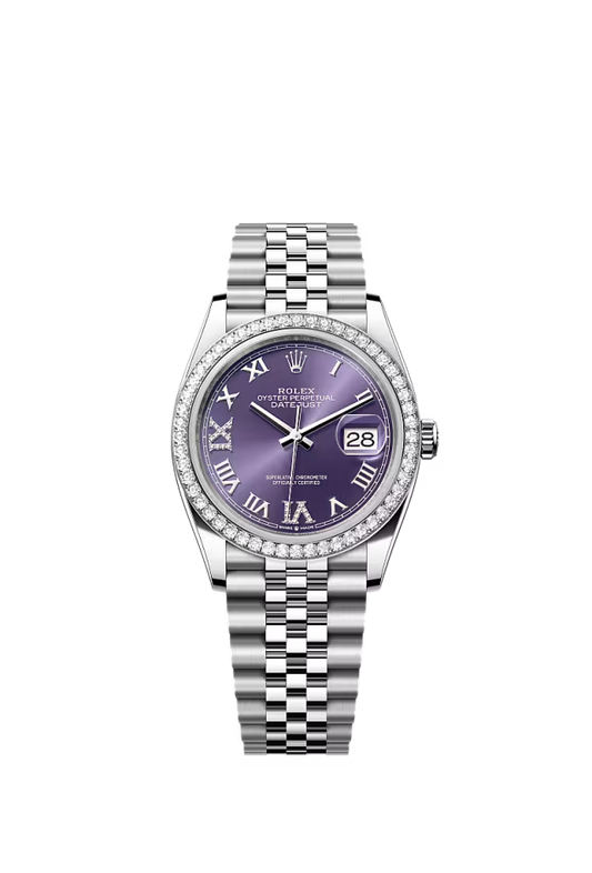 Men’s Rolex Datejust 36 126284RBR Oystersteel & White Gold Diamond Aubergine Dial Watch
