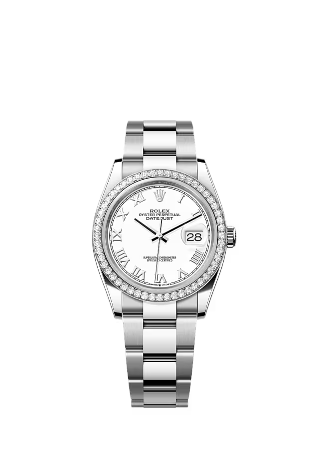 Men’s Rolex Datejust 36 126284RBR Oystersteel & White Gold Automatic Watch – White Diamond Bezel