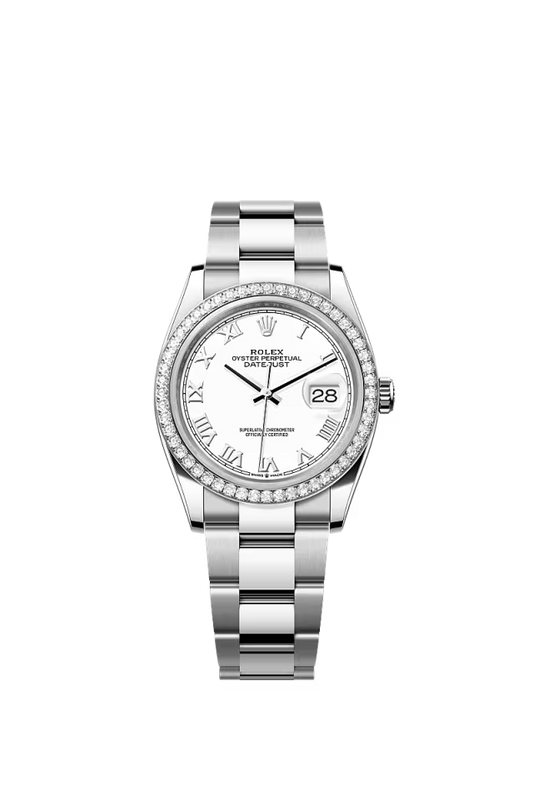 Men’s Rolex Datejust 36 126284RBR Oystersteel & White Gold Automatic Watch – White Diamond Bezel