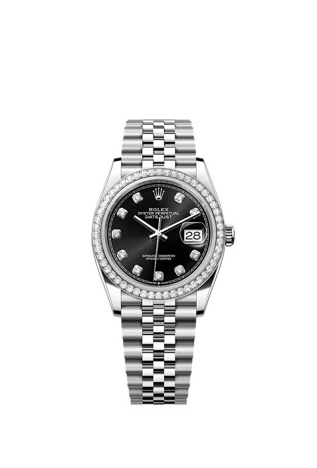 Men’s Rolex Datejust 36 126284RBR Oystersteel & White Gold Diamond Black Dial Watch