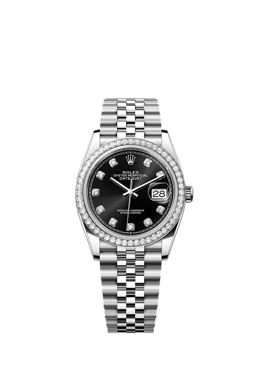 Men’s Rolex Datejust 36 126284RBR Oystersteel & White Gold Diamond Black Dial Watch