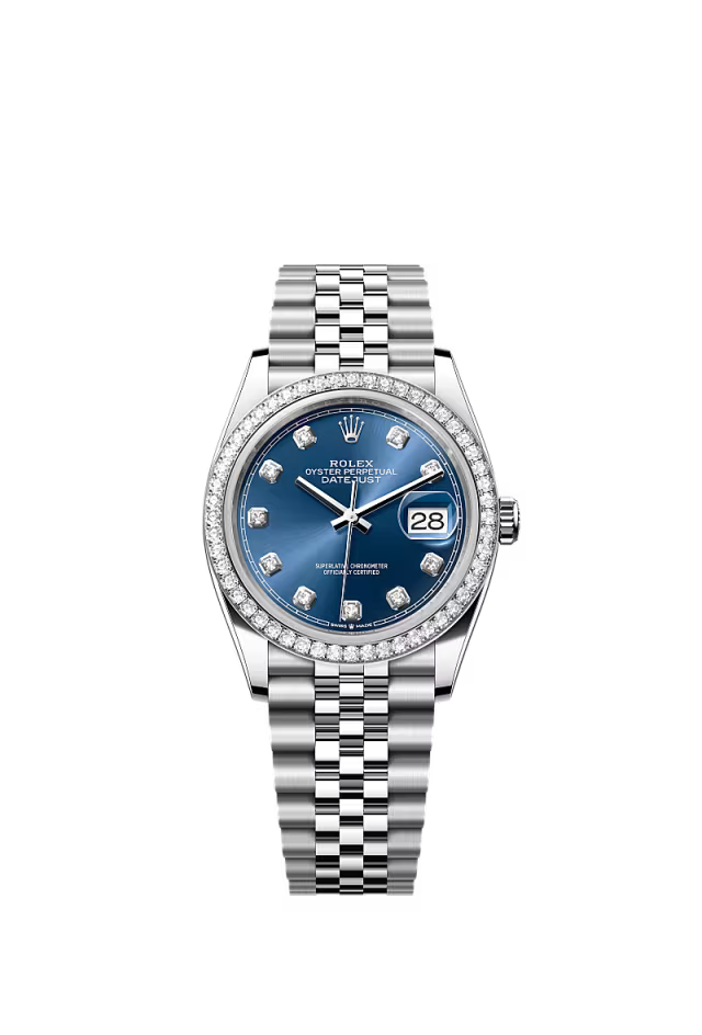 Men’s Rolex Datejust 36 126284RBR Oystersteel & White Gold Diamond Blue Dial Watch