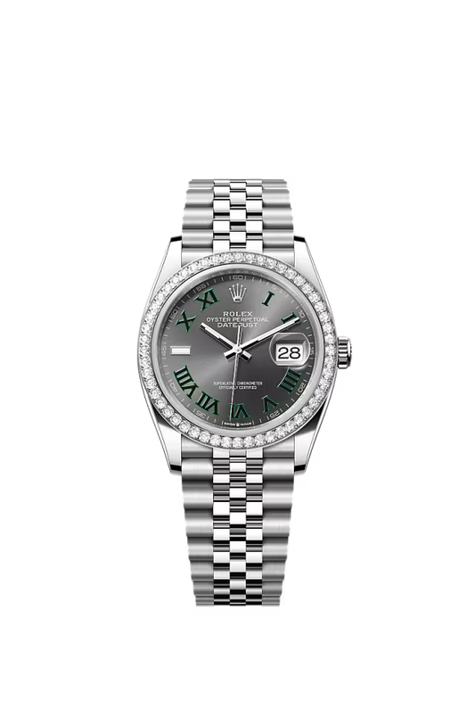 Men’s Rolex Datejust 36 126284RBR – Oystersteel & White Gold, Slate Dial, Diamond Bezel, Jubilee Bracelet