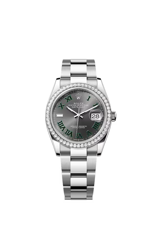 Men’s Rolex Datejust 36 126284RBR Oystersteel & White Gold Automatic Watch – Slate Diamond Bezel