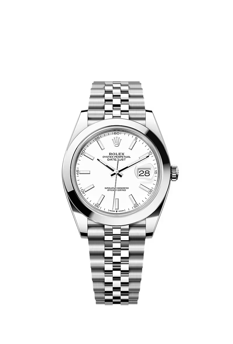 Men’s Datejust 41 Ref. 126300 Automatic Watch in Oystersteel (White Dial, Jubilee Bracelet)