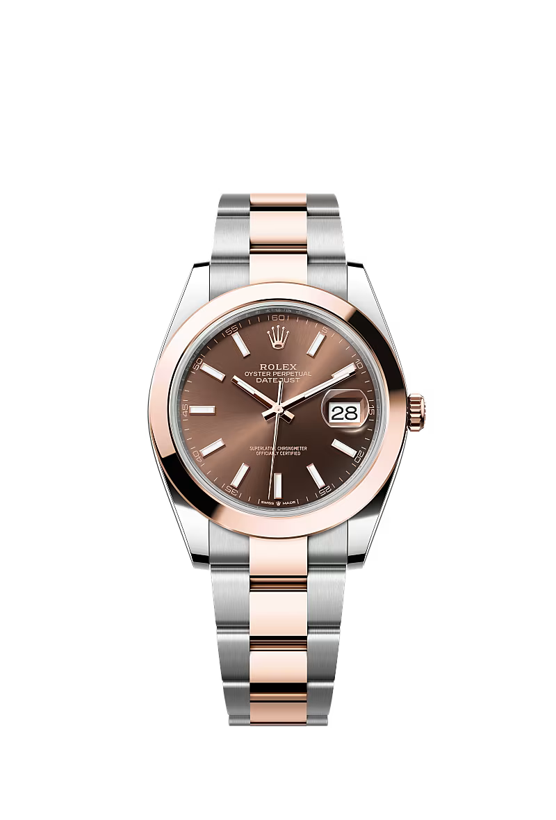 Men’s Rolex Datejust 41 126301 Automatic Watch – Chocolate Dial with Everose Rolesor Oyster Bracelet