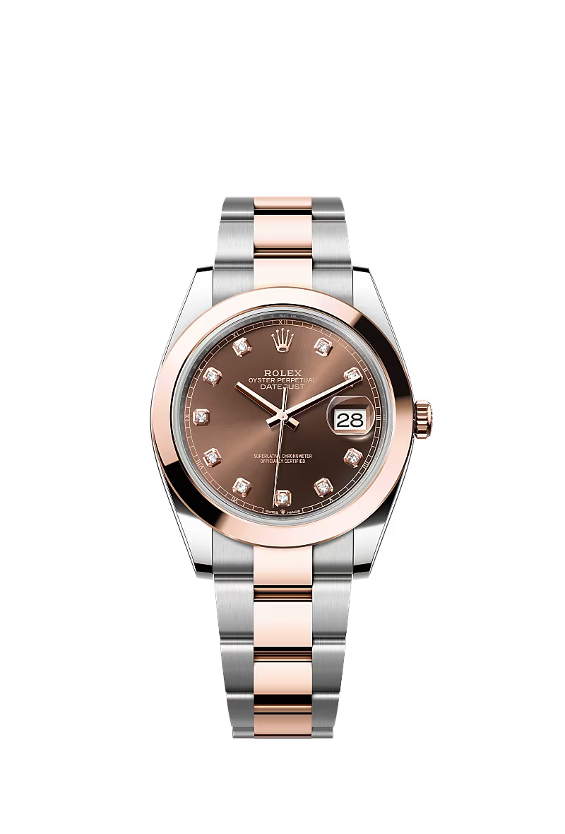 Men’s Rolex Datejust 41 126301 Automatic Watch – Chocolate Diamond Dial with Everose Rolesor Oyster Bracelet