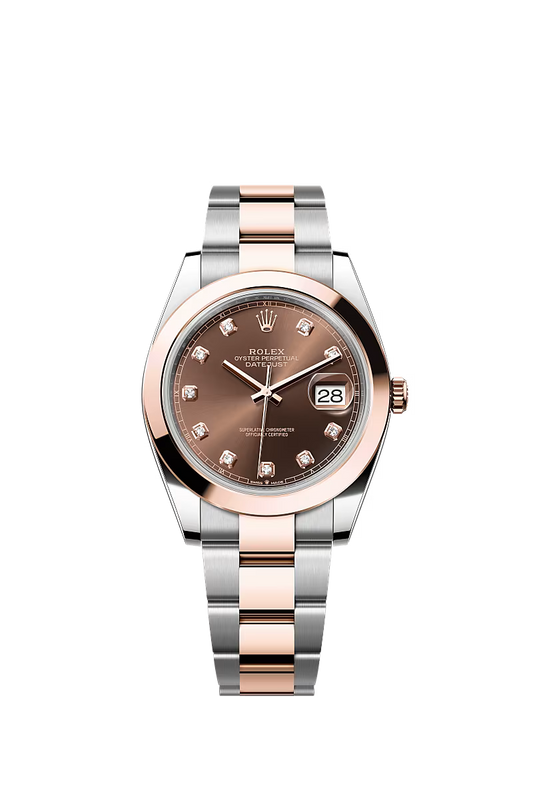 Men’s Rolex Datejust 41 126301 Automatic Watch – Chocolate Diamond Dial with Everose Rolesor Oyster Bracelet