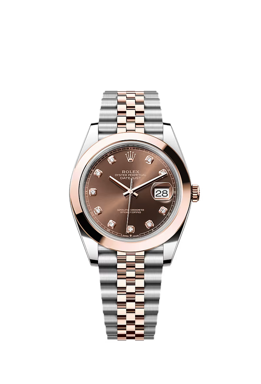 Men’s Rolex Datejust 41 126301 Automatic Watch – Chocolate Diamond Dial with Everose Rolesor Jubilee Bracelet
