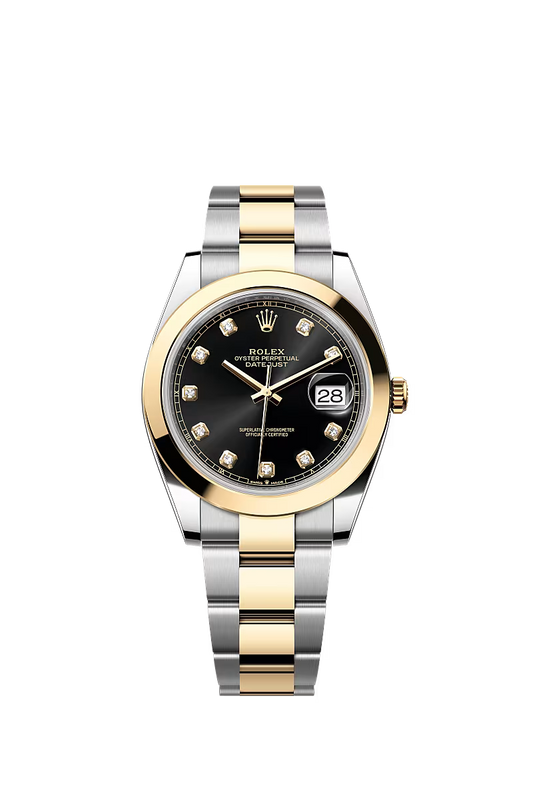 Men’s Datejust 41 Ref. 126303 – Yellow Rolesor, Bright Black Diamond Dial, Oyster Bracelet