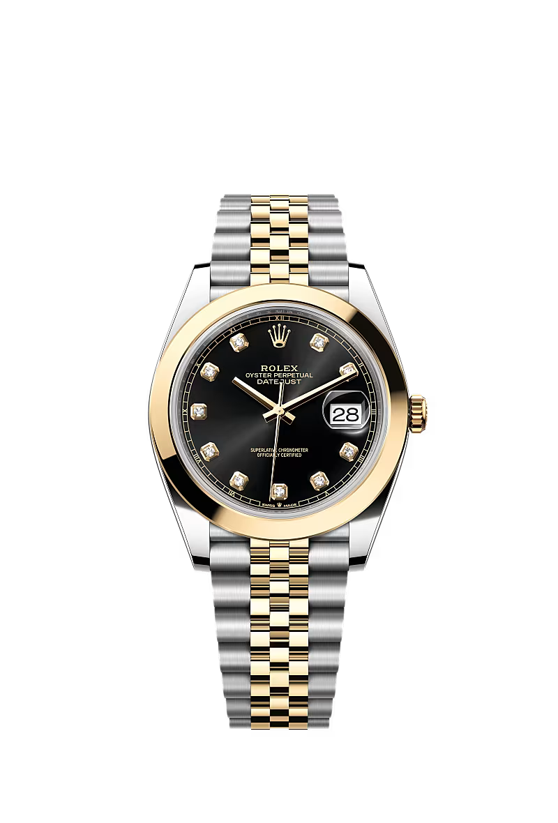 Men’s Datejust 41 Ref. 126303 – Yellow Rolesor, Bright Black Diamond Dial, Jubilee Bracelet