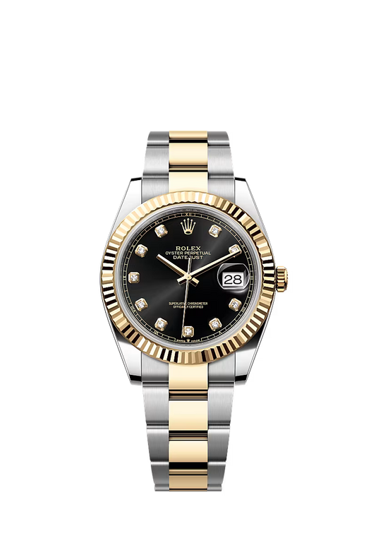Men’s Rolex Datejust 41 Ref. 126333 Oystersteel & Yellow Gold Watch – Bright Black Diamond Dial