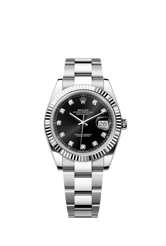 Men’s Datejust 41 Ref. 126334 Automatic Watch – White Rolesor, Bright Black Diamond Dial, Oyster Bracelet